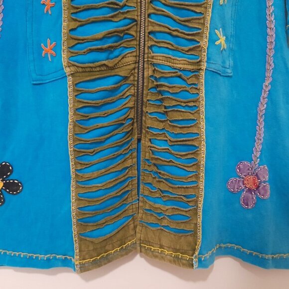 Made in Nepal Size S Boho Floral Long Sleeve Long Zip Up Jacket with Poc… - Picture 4 of 10